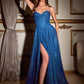 Glitter Corset A-Line Slit Gown By Ladivine CD252 - Women Evening Formal Gown - Special Occasion