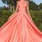 Satin A-Line Leg Slit Gown by Cinderella Divine CD323 - Special Occasion