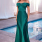 Off The Shoulder A-Line Satin Gown By Ladivine CD325 - Women Evening Formal Gown - Special Occasion