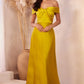 Off The Shoulder A-Line Satin Gown By Ladivine CD325 - Women Evening Formal Gown - Special Occasion