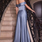 Off The Shoulder A-Line Satin Gown By Ladivine CD325 - Women Evening Formal Gown - Special Occasion