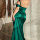 One Shoulder Satin Sheath Gown by Cinderella Divine CD327C - Curves