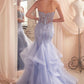 Beaded Strapless Tiered Mermaid Gown by Cinderella Divine CD332 - Special Occasion