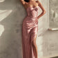 Fitted Satin Strapless Sexy Gown by Cinderella Divine CD338 - Special Occasion/Curves