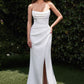 Strapless Chiffon Leg Slit Bridal Gown by Cinderella Divine CD355W