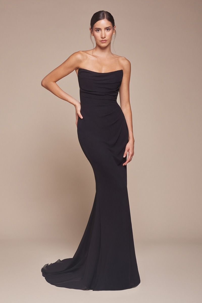 Strapless Chiffon Scoop Neckline Gown by Cinderella Divine CD357 - Special Occasion/Curves