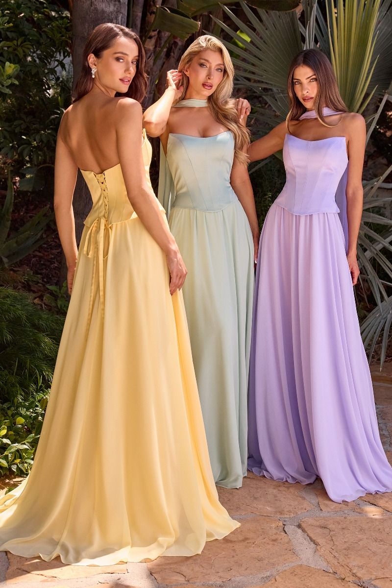 Strapless Curved A-Line Gown By Ladivine CD386 - Women Evening Formal Gown - Special Occasion