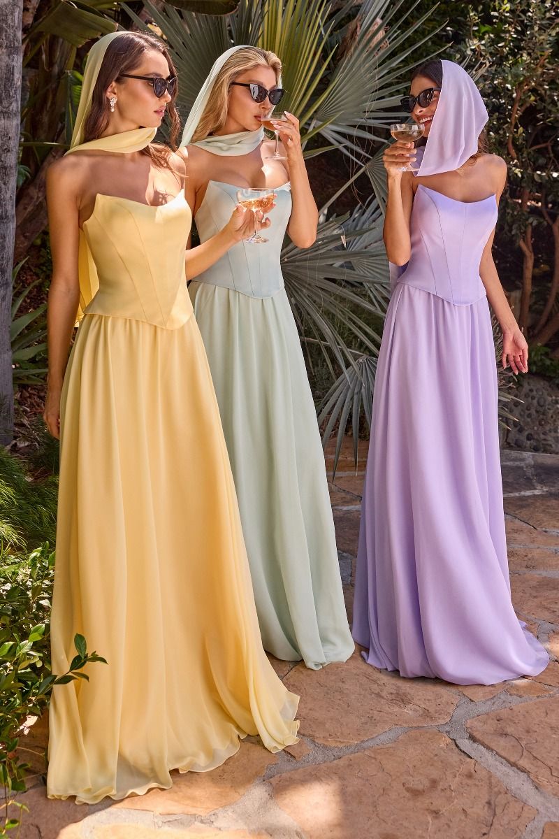 Strapless Curved A-Line Gown By Ladivine CD386 - Women Evening Formal Gown - Special Occasion