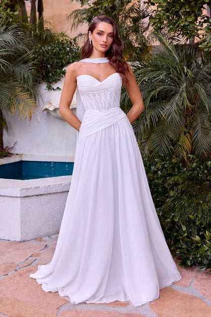 Strapless Sweetheart A-Line Bridal Gown By Ladivine CD395W - Women Evening Formal Gown