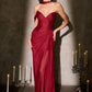 Soft Pleated Chiffon Sheath Gown By Ladivine CD406 - Women Evening Formal Gown - Special Occasion