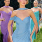 Soft Pleated Chiffon Sheath Gown By Ladivine CD406 - Women Evening Formal Gown - Special Occasion