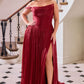 One Shoulder A-Line Gown By Ladivine CD409 - Women Evening Formal Gown - Special Occasion/Curves