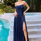 One Shoulder A-Line Gown By Ladivine CD409 - Women Evening Formal Gown - Special Occasion/Curves