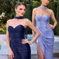 Sweetheart Neckline Leg Slit Gown By Ladivine CD411 - Women Evening Formal Gown - Special Occasion