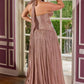 Halter Neckline A-Line Gown By Ladivine CD412 - Women Evening Formal Gown - Special Occasion/Curves