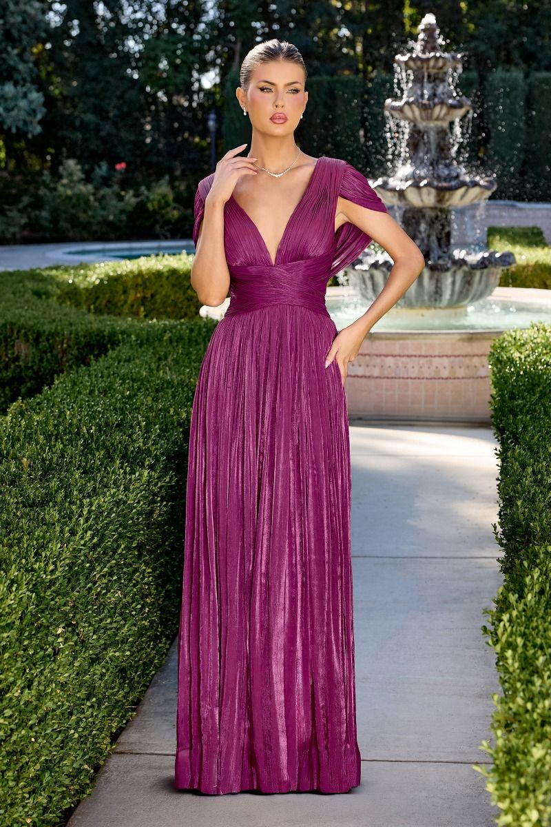 Deep V-Neckline A-Line Gown By Ladivine CD413 - Women Evening Formal Gown - Special Occasion/Curves