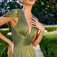 Deep V-Neckline A-Line Gown By Ladivine CD413 - Women Evening Formal Gown - Special Occasion/Curves