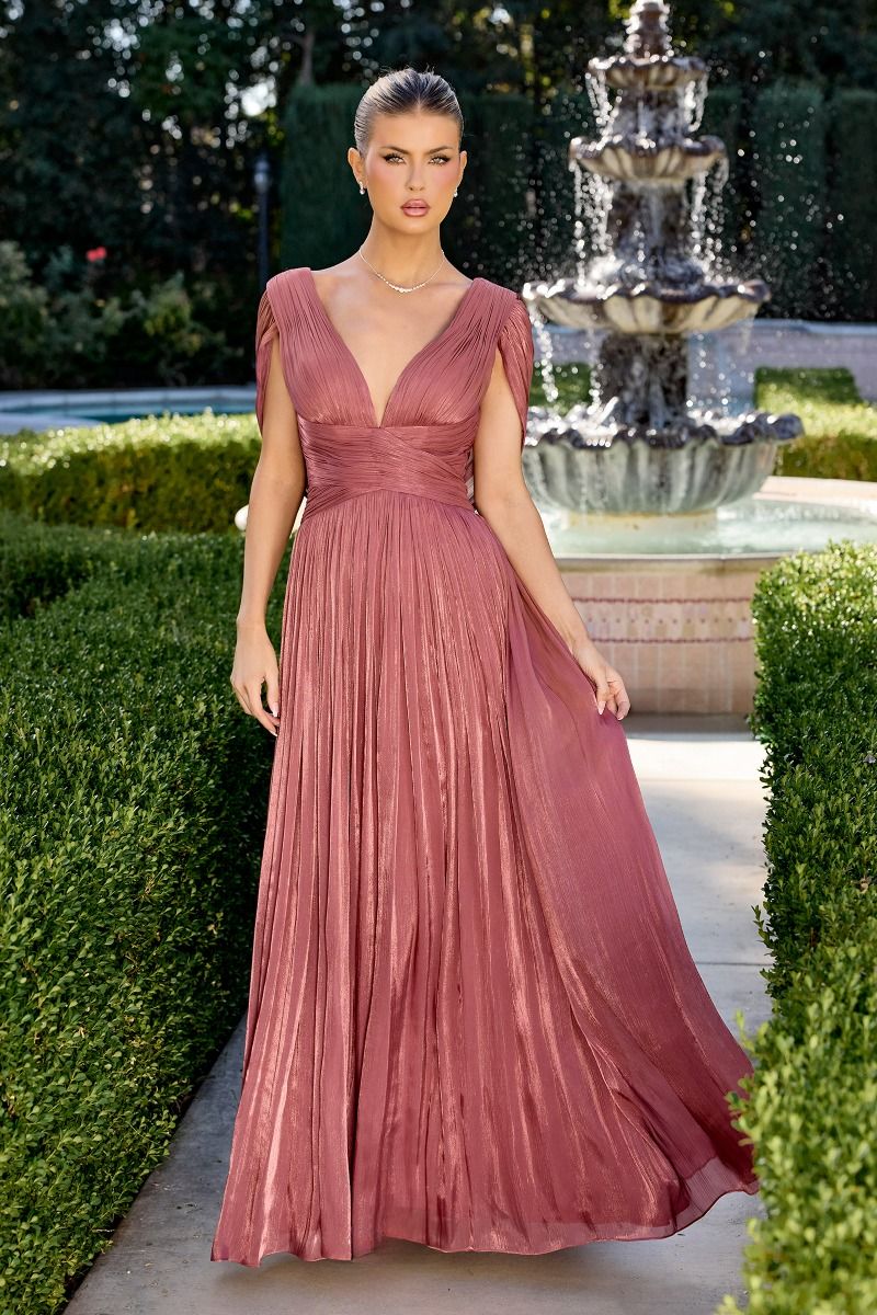 Deep V-Neckline A-Line Gown By Ladivine CD413 - Women Evening Formal Gown - Special Occasion/Curves