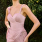 Chiffon Pleated Neckline Gown By Ladivine CD417 - Women Evening Formal Gown - Special Occasion/Curves
