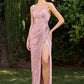 Chiffon Pleated Neckline Gown By Ladivine CD417 - Women Evening Formal Gown - Special Occasion/Curves