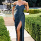 Chiffon Pleated Neckline Gown By Ladivine CD417 - Women Evening Formal Gown - Special Occasion/Curves
