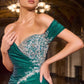 Satin Off Shoulder Neckline Gown By Ladivine CD667 - Women Evening Formal Gown - Special Occasion/Curves