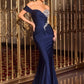 Satin Off Shoulder Neckline Gown By Ladivine CD667 - Women Evening Formal Gown - Special Occasion/Curves