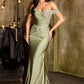 Satin Off Shoulder Neckline Gown By Ladivine CD667 - Women Evening Formal Gown - Special Occasion/Curves