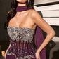Sheer Corset Bodice Leg Slit Gown By Ladivine CD669 - Women Evening Formal Gown - Special Occasion