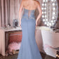 Sheer Corset Bodice Leg Slit Gown By Ladivine CD669 - Women Evening Formal Gown - Special Occasion