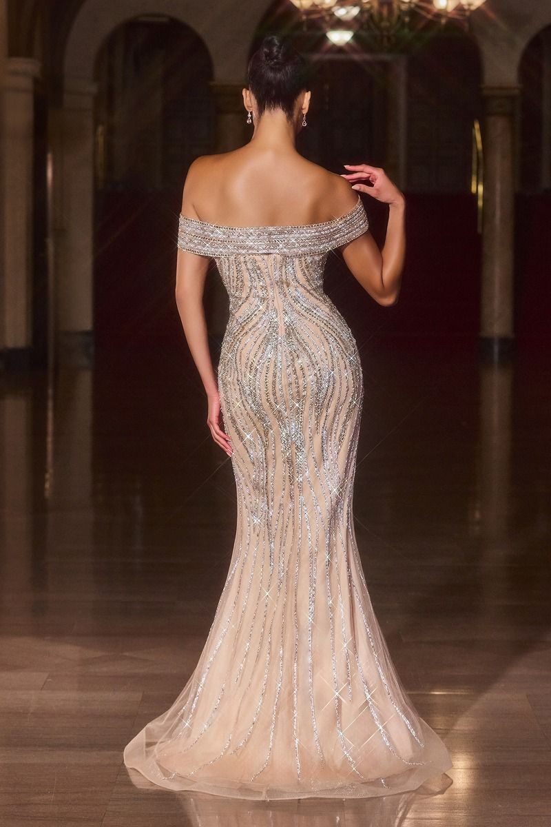 Off The Shoulder Straps Gown By Ladivine CD674 - Women Evening Formal Gown - Special Occasion