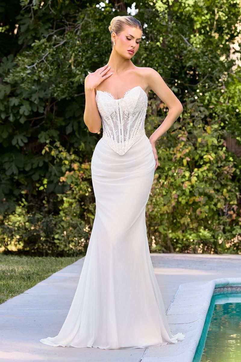 Strapless Sweetheart Neckline Bridal Gown By Ladivine CD683W - Women Evening Formal Gown