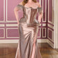 Off Shoulder Crystal Embellishment Gown By Ladivine CD688 - Women Evening Formal Gown - Special Occasion/Curves