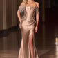 Off Shoulder Crystal Embellishment Gown By Ladivine CD688 - Women Evening Formal Gown - Special Occasion/Curves