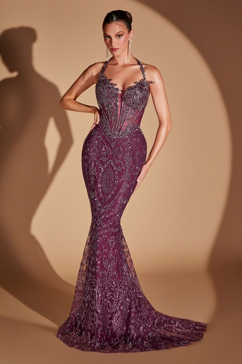 Halter Neckline Mermaid Gown By Ladivine CD695 - Women Evening Formal Gown - Special Occasion