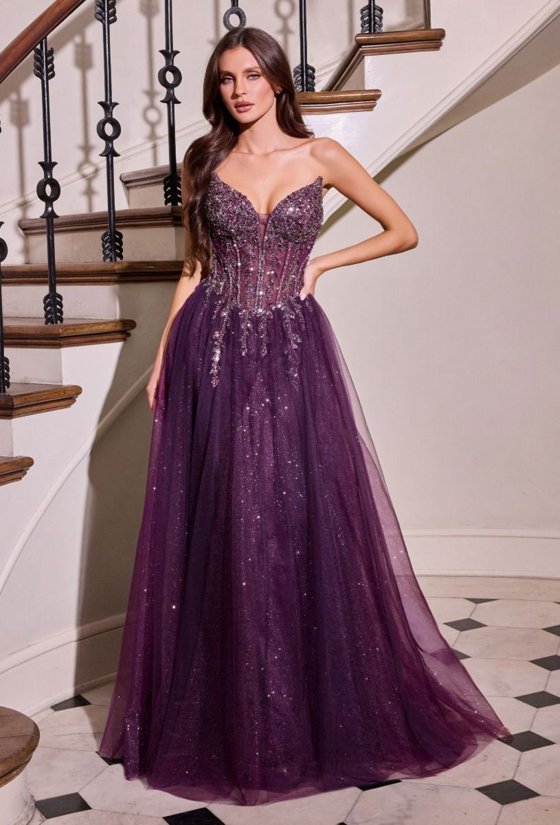 Strapless Sweetheart A-Line Gown By Ladivine CD721 - Women Evening Formal Gown - Special Occasion