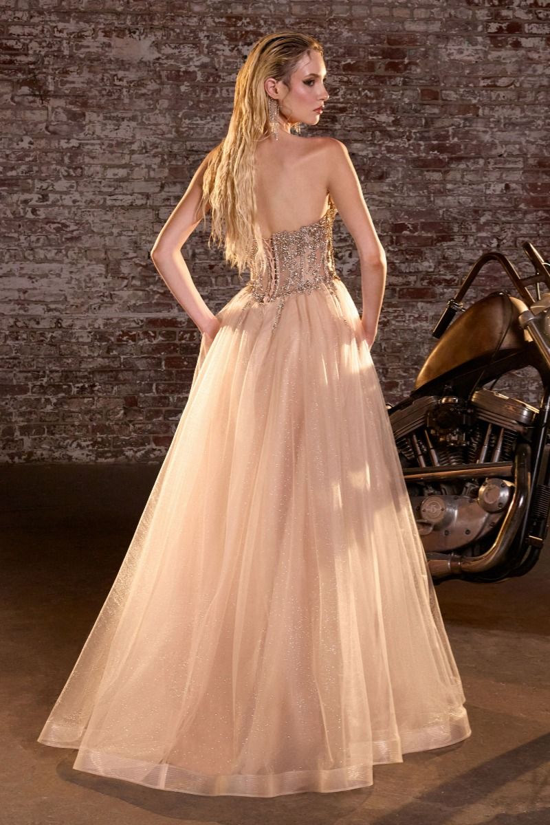 Strapless Sweetheart A-Line Gown By Ladivine CD721 - Women Evening Formal Gown - Special Occasion