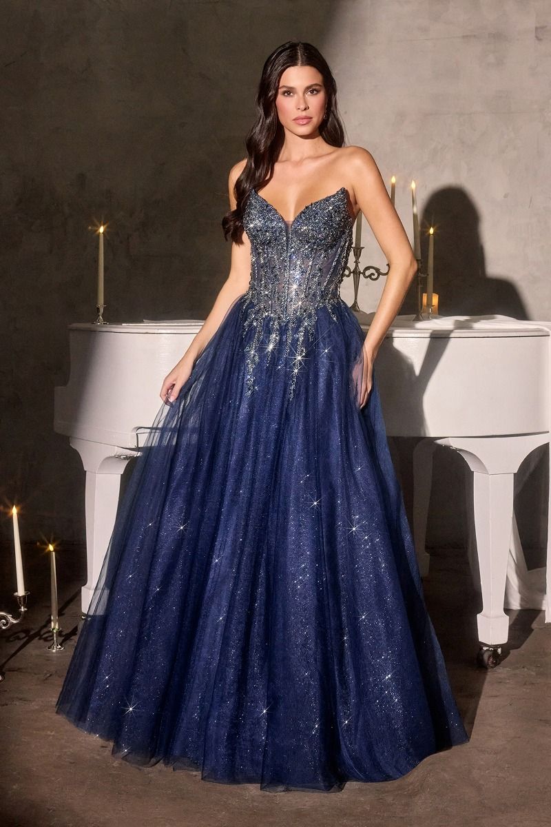 Strapless Sweetheart A-Line Gown By Ladivine CD721 - Women Evening Formal Gown - Special Occasion
