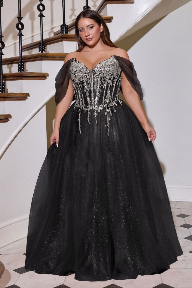 Off Shoulder Sweetheart Neckline Gown By Ladivine CD721C - Women Evening Formal Gown - Curves
