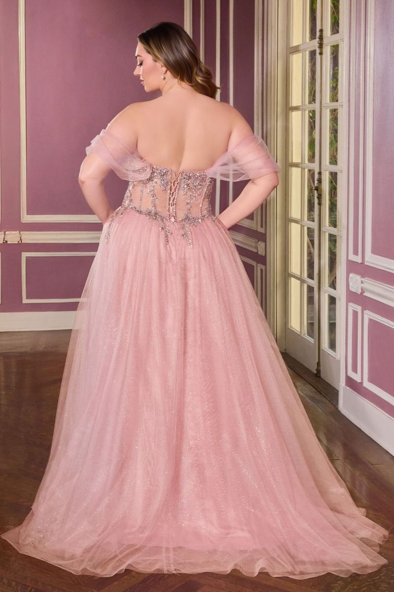 Off Shoulder Sweetheart Neckline Gown By Ladivine CD721C - Women Evening Formal Gown - Curves