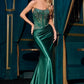 Satin Scoop Neckline Leg Slit Gown By Ladivine CD725 - Women Evening Formal Gown - Special Occasion