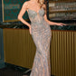 Glitter Strapless Plunging Neckline Gown By Ladivine CD728 - Women Evening Formal Gown - Special Occasion