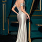 Embellished V-Neckline Leg Slit Gown By Ladivine CD729 - Women Evening Formal Gown - Special Occasion