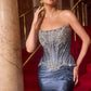 Embellished Boned Corset Sheath Gown By Ladivine CD733 - Women Evening Formal Gown - Special Occasion