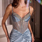 Embellished V-Neckline Sheath Gown By Ladivine CD752 - Women Evening Formal Gown - Special Occasion