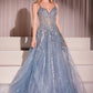Crystal V-Neckline A-Line Gown By Ladivine CD786 - Women Evening Formal Gown - Special Occasion/Curves