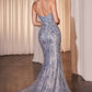 Embellished V-Neckline Mermaid Gown by Cinderella Divine CD795 - Special Occasion/Curves