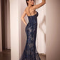 Embellished V-Neckline Mermaid Gown by Cinderella Divine CD795 - Special Occasion/Curves