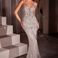 Embellished V-Neckline Mermaid Gown by Cinderella Divine CD795 - Special Occasion/Curves