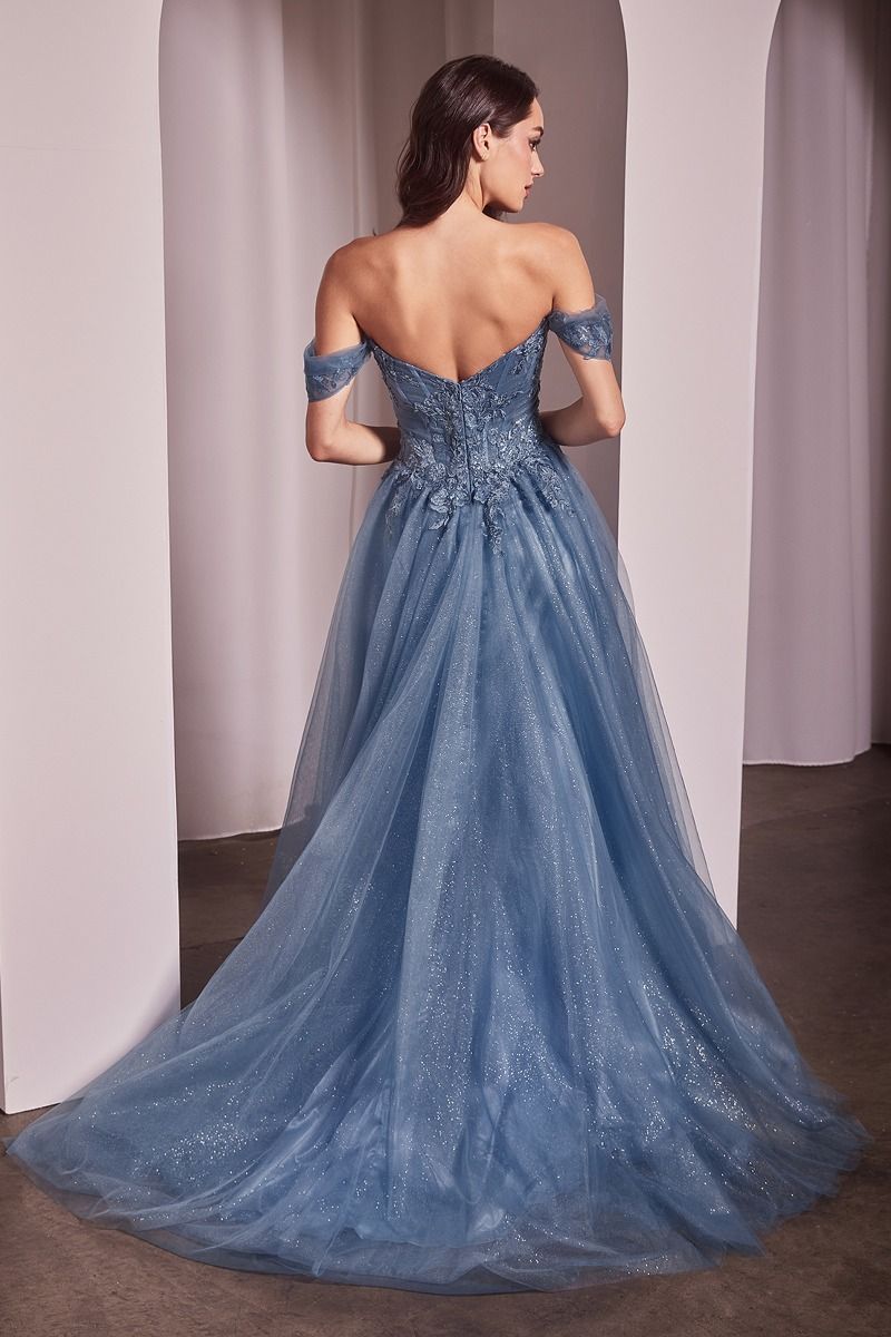 Off The Shoulder Scoop Neckline Gown by Cinderella Divine CD799 - Special Occasion/Curves